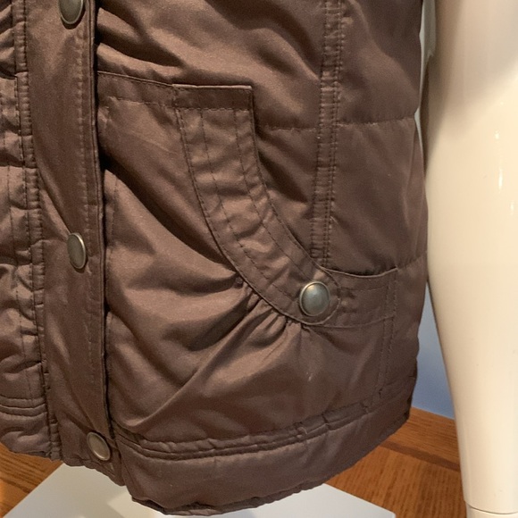 Vanity Brown Puffer Vest with Faux Fur Lining and Hat • Size Small - Picture 3 of 12